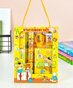 Regla de lápiz para niños de fábrica Borrador Sacapuntas Bloc de notas con caja de regalo Juego de papelería para actividades de la escuela primaria - Product Image 6