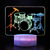Veilleuse modèle 3D LED avec musique Cadeau créatif Lampe de chevet avec télécommande tactile colorée