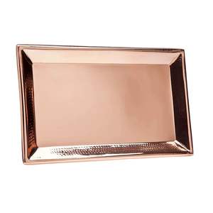 Adorno de bandeja Decoración suave Venta al por mayor Lujo 45cm Marroquí Hecho a mano Dorado Redondo Bandeja de servicio Metal - Product Image 3