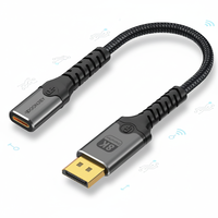 Câble d'extension 8K USB-C vers DisplayPort femelle avec gaine tressée pour projecteur, ordinateur, téléviseur et cartes graphiques - Alimentation incluse