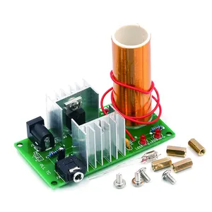Kit diy alto-falante sem fio, kit de transmissão sem fio de 15w com bobina de tesla, alto-falante estéreo de plasma, alto-falante diy