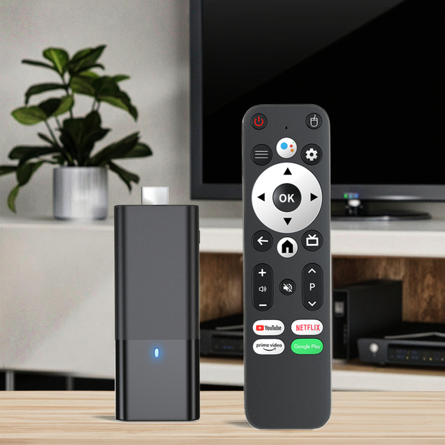 JUNUO Factory TV Dongle Amlogic S905Y4 Set Top Box Native 1080P 4K Support With BT Voice Assistant Android 13 Tv Stick