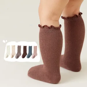 Anti Bacteriano Respirável Custom Logo Design Anti Slip Newborn Baby Socks Cute Girl Algodão Malha Kids Socks