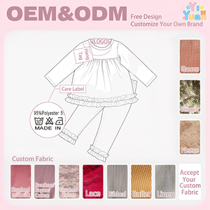 Set per Bambine con Tunica a Maniche Lunghe e Leggings, Completo Bianco con Orlo in Tulle Rosa, Abbigliamento Casual per Bambini in Due Pezzi - Product Image 2