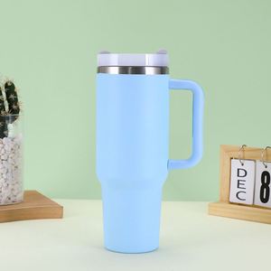 <b>Travel</b> Car H2.0 <b>Handle</b> Tumbler 40oz Double Wall <b>Mug</b> Lid Straw Anti-Slip OEM ODM Custom Brand - Product Image 1