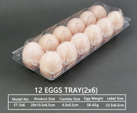 Fournisseurs d'emballage de boîte de plateau d'oeufs jetable transparent sous vide en vrac de 12 cellules trous à vendre avec plateau d'oeufs en plastique