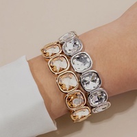 SongYi Mehrfarbiges Quadratisches Strass-Stretch-Armband Funkelndes Kristall-Elastik-Armreif Stapelbarer Damen-Partyschmuck
