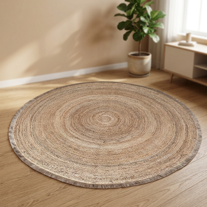 36 Inches Polyester Cotton Modern Round Rug Non-Slip Eco-Friendly Floor <b>Mat</b> for Home Decor - Product Image 2