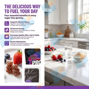 Gummies protéinés saveur fruits rouges sans <span class=keywords><strong>sucre</strong></span>, marque privée OEM ODM, formule personnalisée, emballage sur mesure, pour la croissance musculaire et après l'entraînement - Product Image 4