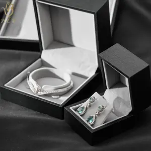 Фабричный бренд, подарочная упаковка для ювелирных изделий, бумажная коробка, черная упаковочная коробка для ювелирных изделий из кожзаменителя, с логотипом - Product Image 3