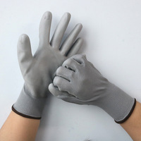 Guantes de Seguridad Antiestáticos de Nailon Blanco, Gris y Negro con Recubrimiento de PU, Dedos Recubiertos, Libres de Polvo, No Desechables, Antideslizantes