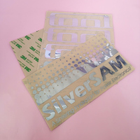 Autocollant 3D personnalisé en nickel métallique électroformé avec transfert de feuille d'or transparente, logo UV, décalcomanie vinyle