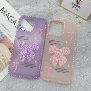 Funda para Teléfono con Diseño de Corazón y Lazo para Modelos Redmi, Xiaomi, Huawei y Android, Diseño Coqueto y Lindo, Parte Trasera Brillante, Parachoques Protector, Venta al Por Mayor - Product Image 3