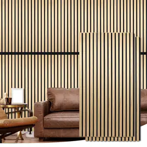 China Großhandel Streifen Schallschutz Mdf Wand Preis Natürliche Eiche Plank Holz Lamelle Akustik platten für Wand und Decke