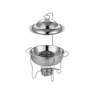 Kitchen Suppliers Stainless Steel 3.5L,4L,6L,8.5L Round Shape Glass Lid Chafing Dish Soup Station