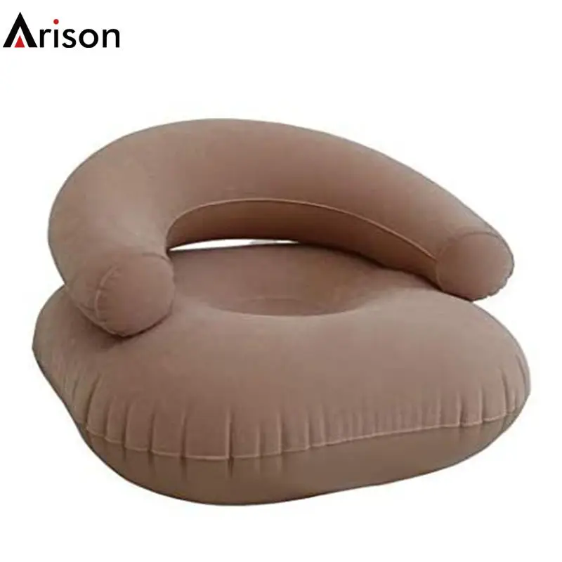 Pieghevole durevole portatile marrone PVC floccato divano gonfiabile poltrona gonfiabile per sedile gonfiabile mobili giocattolo