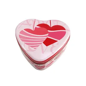 Kaleng Timah Hari Valentine Tingkat Kekuatan Tinggi untuk Cokelat dan Biskuit, Kotak Timah Kemasan Kukis