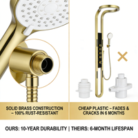 Pommeau de douche pluie or brossé LED système de douches multifonctionnel ensemble de salle de bain colonne de panneau de douches cascade de luxe