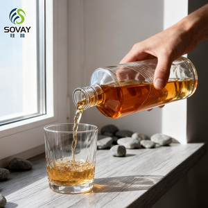 Botella de Vidrio Transparente de 500 ml con Diseño Único para Ginebra, Whisky, <span class=keywords><strong>Ron</strong></span>, Vodka, <span class=keywords><strong>Licor</strong></span> y Tequila, con Tapa de Rosca - Product Image 4