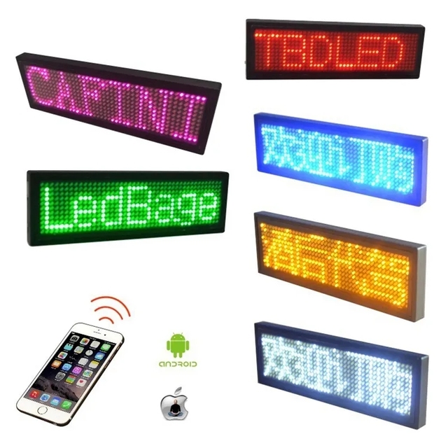 App-Edit Messages Display LED Name Badge Rechargeable Battery Mini Magnetic Wearable Wireless LED Name Tag