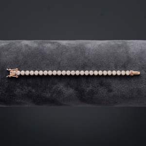 Bracelet tennis en or jaune, diamants naturels ronds taille brillant certifiés IGI, taille de pierre 3,50 mm, 45 pierres, bijoux élégants - Product Image 2