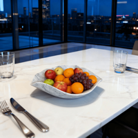Plateau à fruits en marbre naturel poli, exquis et durable, pour une cuisine et un salon élégants, tables à manger, décoration moderne