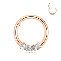 Anneau clicker en acier chirurgical 316L 16G avec diamant, style classique doré, multi-usage pour septum, nez, cartilage d'oreille, bijou de piercing
