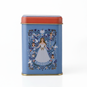 Kontensan ER008U9 75x75x102 mm Recyclable Cinderella Themed Square Metal Tin <b>Box</b> 0.5L Slip <b>Lid</b> Embossed Logo Tinplate Candy - Product Image 2