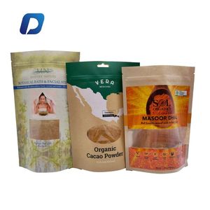 Logo tùy chỉnh Túi giấy Kraft đứng lên với cửa sổ rõ ràng và bằng chứng Mùi Ziplock cho bao bì thực phẩm túi dây kéo - Product Image 1