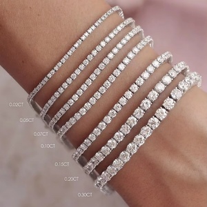 กำไลข้อมือเพชรแล็บโกรว์ 14K ทองคำแท้ ขายส่ง ขนาด 3 มม. ทรงกลมเจียระไนแบบบริลเลียนท์ คลาสสิก เหมาะสำหรับงานแต่งงาน ของขวัญสำหรับทุกเพศ - Product Image 2