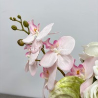 Bouquet réaliste en soie de mariée coréenne moderne Bouquet artificiel de rose Anthurium Phalaenopsis avec vigne suspendue