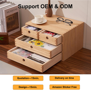 Organisateur de bureau en bois massif à 3 niveaux avec 4 tiroirs pour documents et dossiers - Product Image 1