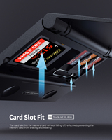 FORIDA HYD-7069 Étui de rangement multifonction 5-en-1 avec lecteur de cartes USB-A + Type-C 2-en-1 pour téléphone portable et ordinateur portable