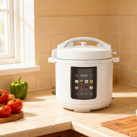 Cuisinière électrique à pression numérique programmable 8-en-1, acier inoxydable blanc brillant, capacité 5,1-6,0 L, 1000 W, icônes alimentaires colorées