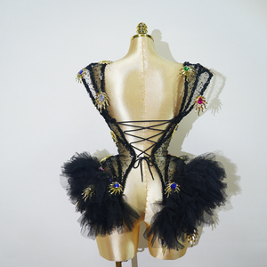 Body Sexy con Lentejuelas Doradas en Forma de Llama, con Copas Acolchadas de Spandex/Poliéster, para Espectáculos de Drag Queen, Showgirl, Carnaval - Product Image 3