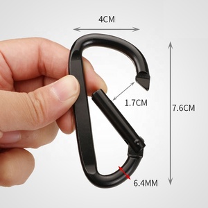 Moschettone All'Ingrosso da 7,6 cm (3 pollici) Total Black con Anello a D Piatto, Gancio Portachiavi da Viaggio Portatile in Lega di Alluminio con Logo Personalizzato Inciso OEM - Product Image 6