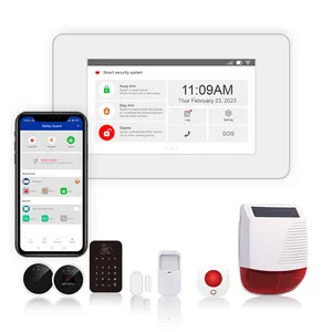 Gran oferta, aplicación de control de protección de seguridad de alta calidad, sistema de alarma inalámbrico con cable Wifi 2G GSM GPRS con función de control de voz Alexa