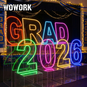 WOWORK 2026 - <span class=keywords><strong>Letras</strong></span> y Números Gigantes Plegables con Marco RGB de Neón para Decoración de Fiestas y Eventos - Product Image 1