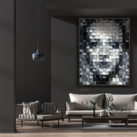 Moderne minimaliste porche fait à la main 3D bloc de bois peinture mosaïque canapé fond peinture décorative