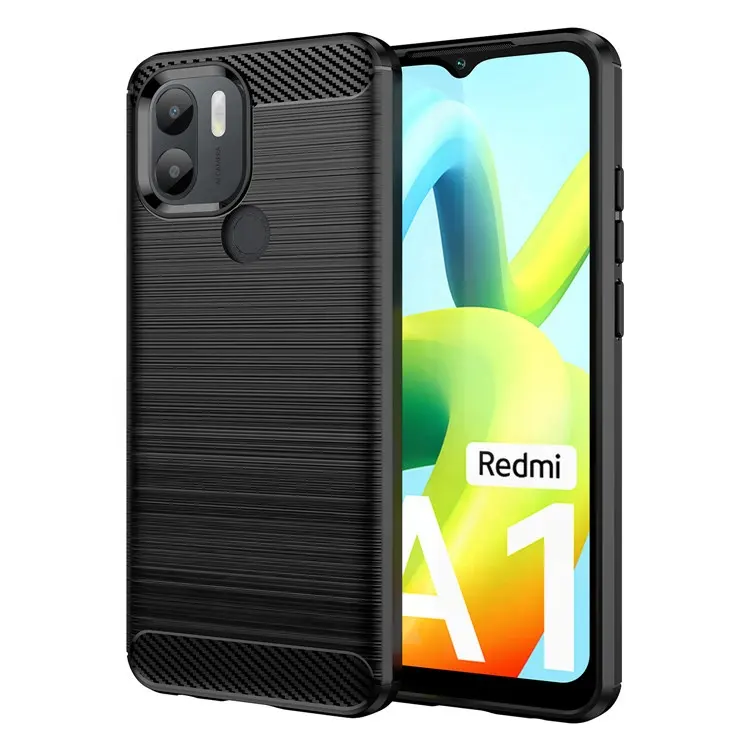 Best selling luxury soft TPU carbon fiber brushed shockproof fashion mobile phone back cover case for Xiaomi redmi A1 plus