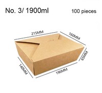 Caja de Papel Kraft Desechable para Comida para Llevar, Ensaladas de Frutas, Pollo Frito, Caja Rectangular Marrón Personalizable