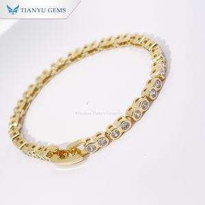 Tianyu <b>Gems</b> Wholesale Gold Plated Copper Rhinestone Tennis <b>Bracelet</b> Sparkling Round <b>Stone</b> Link Fashion Jewelry for Women - Product Image 2