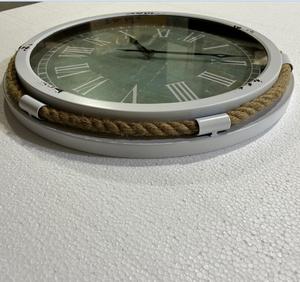 Silent Non-Ticking Turquoise Metal <b>Wall</b> <b>Clock</b> Home <b>Decor</b> Luxury Round Country Retro Rustic Style <b>Wall</b> <b>Clock</b> with Rope - Product Image 4