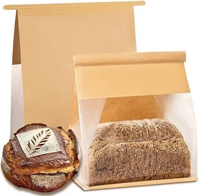 Sac à pain plat en papier kraft naturel avec logo personnalisé, fermeture enroulable, large fenêtre transparente, impression flexo, résistant à l'humidité et à la graisse, qualité alimentaire, OEM