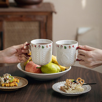 Tasses Céramiques Gaufrées Modernes pour Couples, Cadeaux du Nouvel An et de la Saint-Valentin Haut de Gamme pour Femmes, Export Transfrontalier