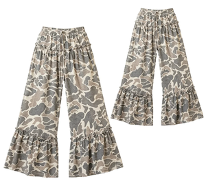 <span class=keywords><strong>Pantaloni</strong></span> <span class=keywords><strong>a</strong></span> Zampa Larghi da Donna con Stampa Camouflage, Vita Elastica, Stile Casual Boho, <span class=keywords><strong>Pantaloni</strong></span> <span class=keywords><strong>Palazzo</strong></span> - Product Image 1