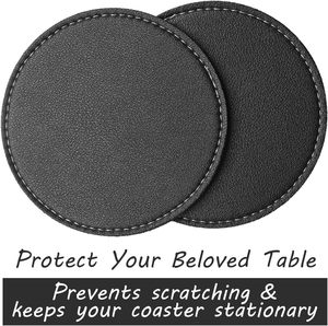 Wholesale Blank PU Leather Coaster for Drinks Promotional Gift Custom Printing Coffee Cup Mat With Logo - Product Image 3
