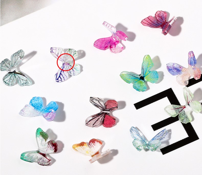 Spedizione gratuita sei griglia rotonda giradischi scatola farfalla Nail Art adesivi decalcomanie donne Manicure 3D resina farfalla chiodo strass
