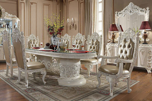 Juego de mesa de comedor de lujo estilo Grand Palace EE. UU. Mejor precio de venta Clásico Personalizado Teca Madera Larga duración Muebles para el hogar Exportación - Product Image 2