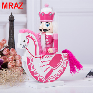 M23003 <span class=keywords><strong>MRAZ</strong></span> 25cm Décoration de Noël en gros Cheval à bascule rose Soldat Casse-Noisette en bois Ornement musical - Product Image 4